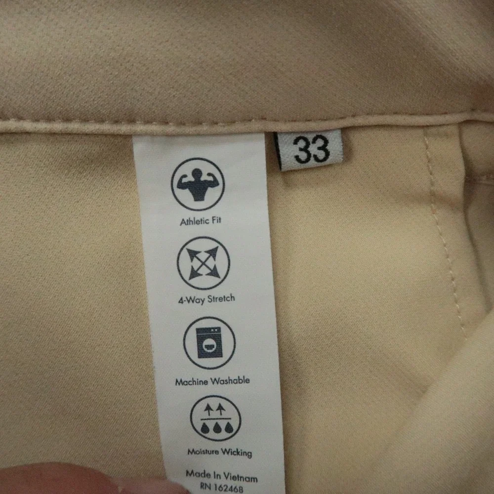 State & Libert Pants Mens 33x30 Beige Straight 5 Pocket Stretch Golf Performance